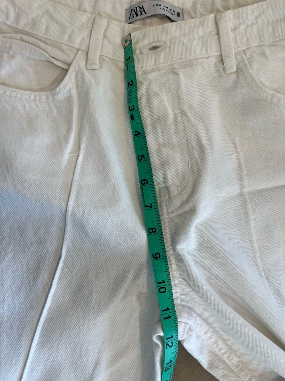 Zara White Crop Wide Leg Front Seam Jeans Size 8 - Picture 6 of 13